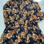 MELLODAY Black Muti-color Sheer Floral Print Pleated Long Sleeve Mini Dress Sz L Photo 8