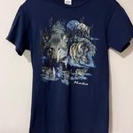 ALASKA Vintage Navy Wolf Graphic Tee Unisex T Photo 0