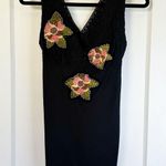 Lulumari ‎ | Vintage Y2K 100% Cotton Floral Embroidered Lace V Neck Tie Top Black Photo 0
