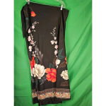 Vintage Malihini Hawaii Black Floral Hawaiian Sarong‎ Wrap Maxi Skirt 1 Large XL Photo 1