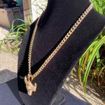 Gold Chain Cuban 24in 8mm And Icy Diamond Bull Pendant Set Photo 2