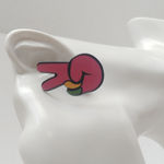 Love and Peace Sign Earrings Red Photo 3