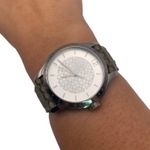 Coach  Silver-tone Brown Canvas Genuine Leather Ladies Wristlet Watch Photo 6