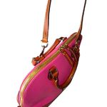 Dooney & Bourke DOONEY BOURKE Pink Tumbled Leather Dome Shaped Brown Top Handle Shoulder Bag Photo 14