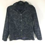 Coldwater Creek  Jacket Embroidered Reversible Geometric Boxy Purple Black PS Photo 3