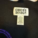 Chico's Artsy 100% Wool Silk Patch Cardigan Embroidered Button Up/Fur Collar M # Photo 6