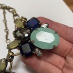 J.Crew Women’s Signed  Brass Tone / Rhinestone Costume Necklace Blue Grey ￼Green Photo 7