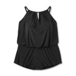 ✨Aqua Green Black Halter Neck Ruched Waist Romper Swimsuit Cover Up Plus Size 22 Photo 1