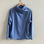 Athleta Cozy Karma Twist Neck Pullover Sweatshirt Plush Lining Blue Size Medium Photo 4