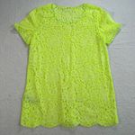 Madewell Neon Green Lace Tunic Top Womens X-Small Short Sleeve Scallop Hem Sheer Photo 8