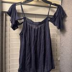 Aeropostale Crochet Cold Shoulder Navy Top | Small Photo 4