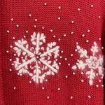 Quacker Factory Red Snowflakes Christmas Holiday Zip Cardigan Sweater XL Photo 4