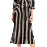 7 For All Mankind  Striped Midi Dress (M) black/gold Photo 0