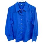 Peck & Peck Women Wrinkle Free 100% Cotton Blouse Deep Blue 12 Photo 0