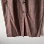 Vintage Midi Skirt Sz 14 Tweed Brown Button Front 70s 80s Academia Country Style Photo 2
