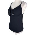 Jessica Simpson Rose Bay Textured Tie-Front Tankini Top M Black New Photo 4