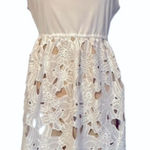 Judith March White Crochet/Lace Dress Tan Lining Large 466D-1 Photo 0