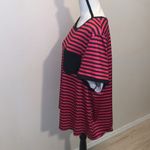 SheIn  Curve Pink & Black Striped Short Sleeve Pocket Shirt Photo 2