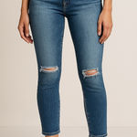 Paige  Verdugo Crop Skinny Jeans Distressed Women’s Stretch Denim Blue Size 28 Photo 0