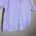 Women's Button Up Novelty Ditsy Floral Embroidered Contrast Denim Collar Cottage Purple Size undefined Photo 4