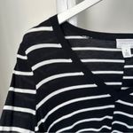 Caslon Black & White Striped Lightweight Knit V Neck Sweater Size XS Photo 2
