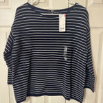 Uniqlo NWT  Women Ripple Striped Crew Neck Sweater Navy White Size L OLDSTOCK Photo 0