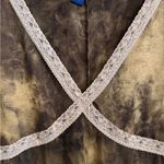 Candie's Y2K Size Large Brown Tie Dye Lace Trim Flutter Elbow Sleeve Midi Dress Photo 10