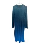 COS Teal Blue Sweater Style Long Sleeve High Side Slit Crewneck Dress size US XS Photo 2