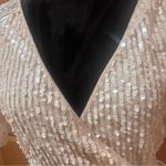 ZARA  Sequin Sheer‎ Flounce Sleeve A-Line Wrap Mini Dress Blush Pink Size Medium Photo 9