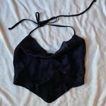 Wild Fable black satin silk bow tie cropped tank top Photo 0