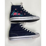 Airwalk Sneaker Womens 10 Navy Denim Embroidered Flowers Lace Up High Top Shoes Photo 8