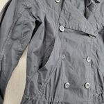 JNBY Womens Pea Coat Medium Black Double Breasted Drawstring Waist Longline Photo 8