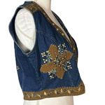 Western Blue Vest Size Medium Studded Cropped Sleeveless Cross Cowgirl Rodeo Photo 4