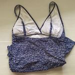 La Blanca  navy print ruched one piece swim suit dress, size 16 Photo 2