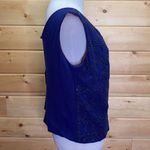 Handmade Beaded Sequin Diamond Tank Top Blouse Blue Size L Photo 5