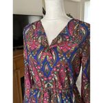 Merona  Blue Pink Paisley Long Sleeve Dress Light Weight Colorful Casual Photo 3