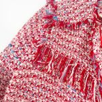 ZARA  Basic Womens Bloggers Fav Preppy Red Tweed Fringe Blazer Jacket Size S Photo 5