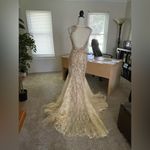 Jovani  Gold Sequined Mermaid Prom Dress Size 4 Princess Shimmering Glam Goddess Photo 4