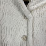 Patagonia Woman's Sz L White Faux Fur Pelage Two Button Zebra Patterned Jacket Photo 3