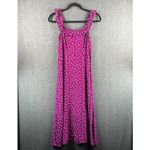 Loft Midi Sun Dress Petite Size 2 Purple Ditsy Floral Ruffle Neckline Zip Back Photo 1