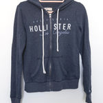 Hollister Y2K ‎ Womens Hoodie Size XS Navy Zip Up Logo Sweatshirt Skater Street Photo 0