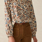 Faherty Odette Blouse Size XS Linen Blend Ginger Maplewood Floral Photo 0