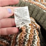 Pink republic  Women's S Brown White Olive Striped V-Neck Cropped Sweater Photo 5