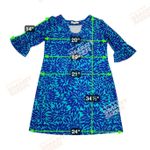Aryeh  Bell Sleeve Skimmer A-Line Dress Turquoise Royal Blue Size L Photo 6