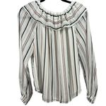 Ann Taylor NWT‎  Striped Ruffle Neck Long Sleeve Blouse Top Size Medium Photo 1