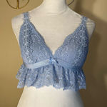 Oh La La Cherie Paris Blue Floral Lace Bralette XL Blue Size L Photo 0