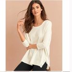 Garnet Hill Garnet‎ Hill Oversized Organic Cotton Relaxed Blouse Ruffle Slits Black Size S Photo 6