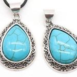 Turquoise Natural Gemstone Water Drop Pendant Necklace Healing Gemstone Pendant Photo 0