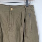 Banana Republic Women's Silk Blend Pleated Front Mini Skirt Olive Green Size 4 Photo 3