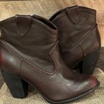 Not Rated Boots Women 6 Ankle Booties Cherry Brown Faux Leather Block SOLD Photo 0